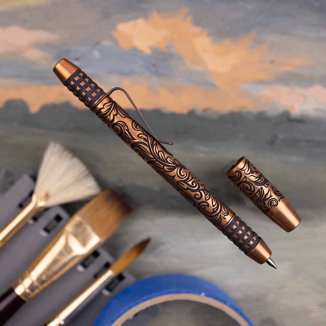 Copper TechLiner Grid Pen -- Scroll LE (Tumbled)