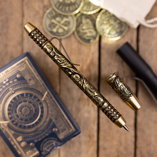 Brass TechLiner Grid Pen -- Scroll LE (Tumbled)