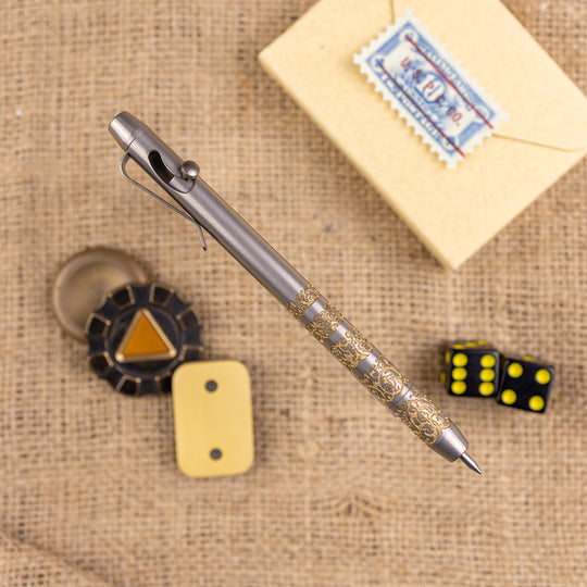 Titanium BoltLiner Grid Pen -- Gold Enamel Ethereal LE (Burnished)
