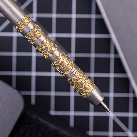 Titanium BoltLiner Grid Pen -- Gold Enamel Ethereal LE (Burnished)