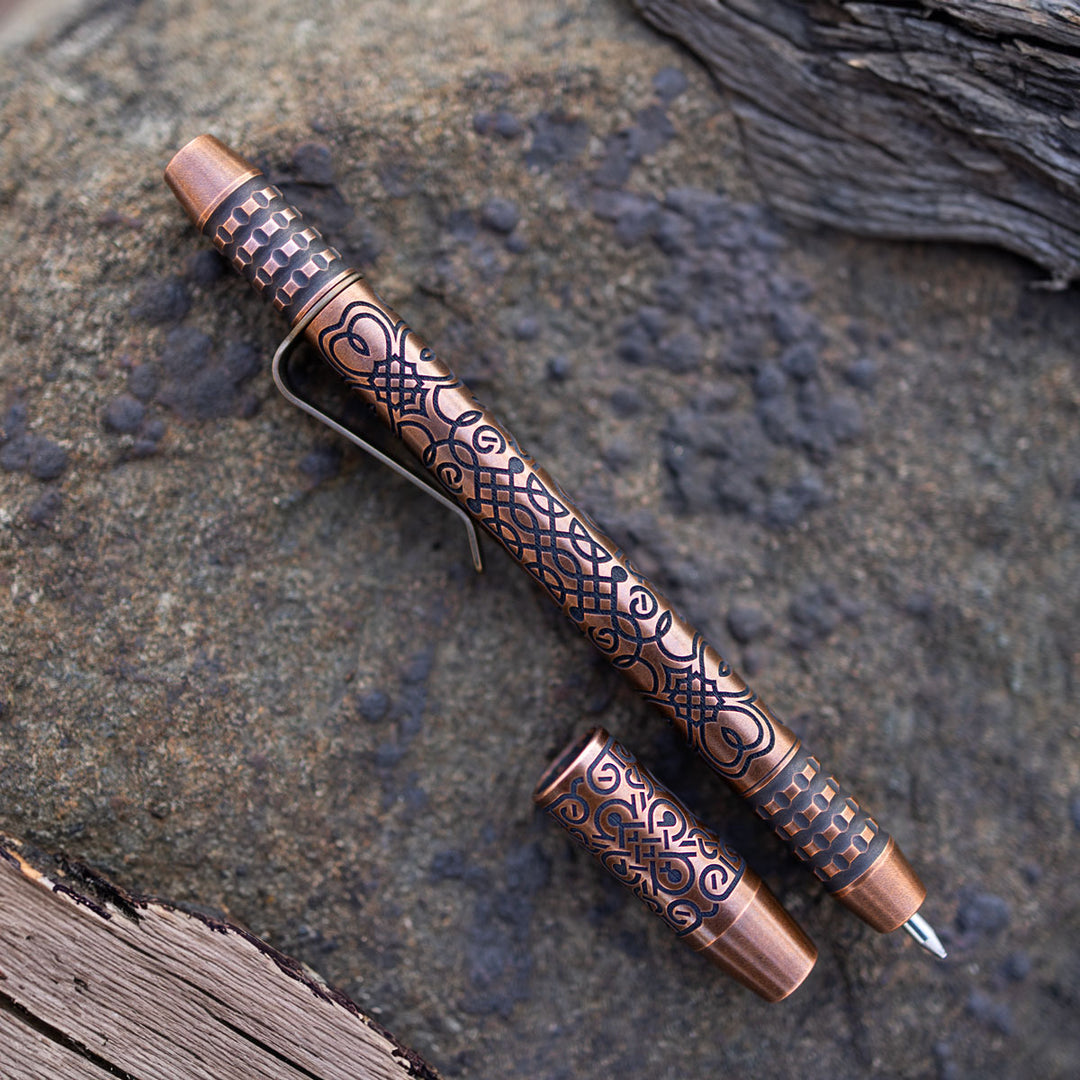 Copper TechLiner Grid Pen -- Celtic Clover (Acid Washed)