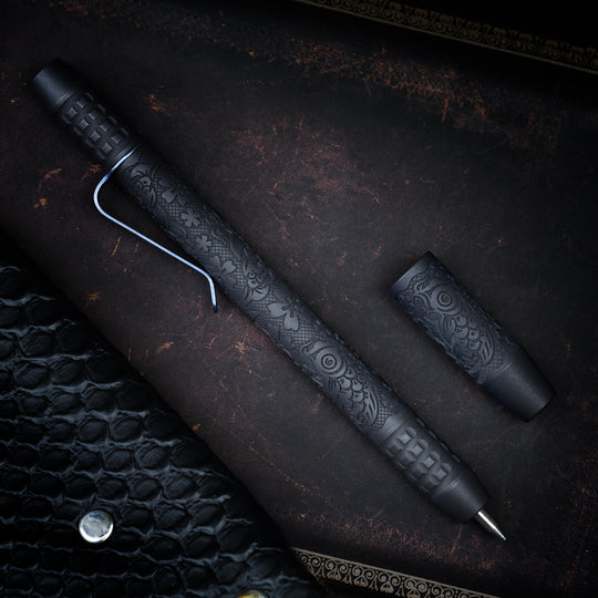 Titanium TechLiner Grid Pen --  Steel Flame Koi / Sakura (Black TRD)