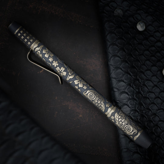 Titanium TechLiner Grid Pen --  Steel Flame Koi / Sakura (FallOut TRD / Bronze Ano)