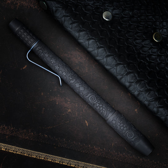 Titanium TechLiner Grid Pen --  Steel Flame Koi / Sakura (Black TRD)
