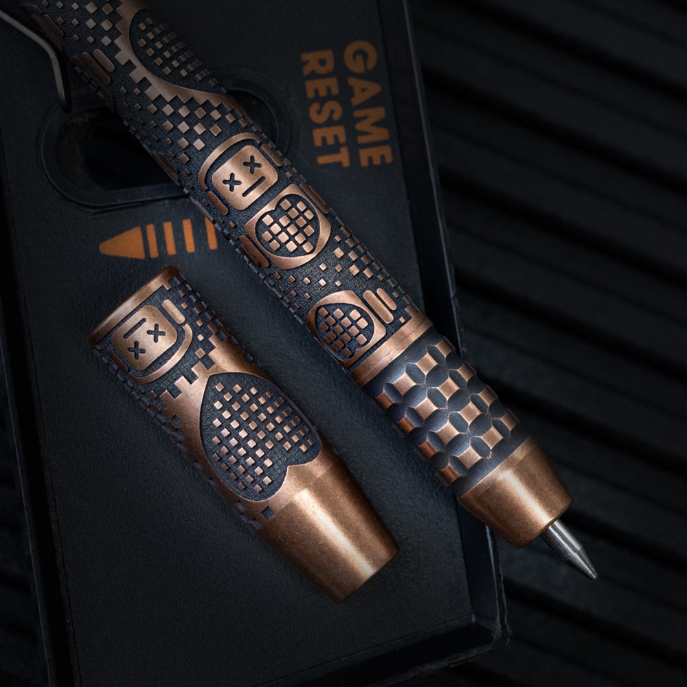 Copper TechLiner Grid Pen -- Inverse Robot Heart (Acid Washed)
