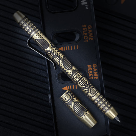 Brass TechLiner Grid Pen -- Robot Heart (Acid Washed)
