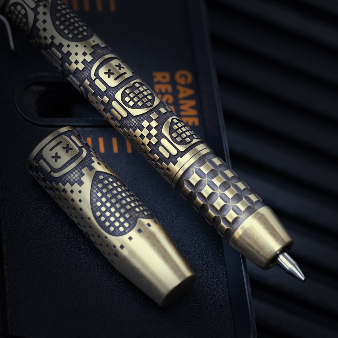 Brass TechLiner Grid Pen -- Robot Heart (Acid Washed)