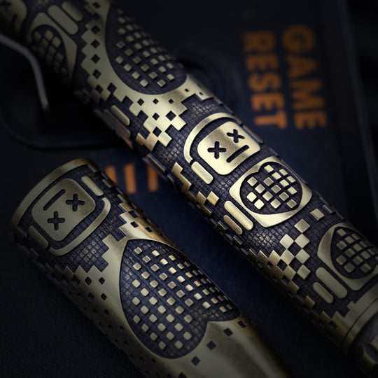 Brass TechLiner Grid Pen -- Robot Heart (Acid Washed)