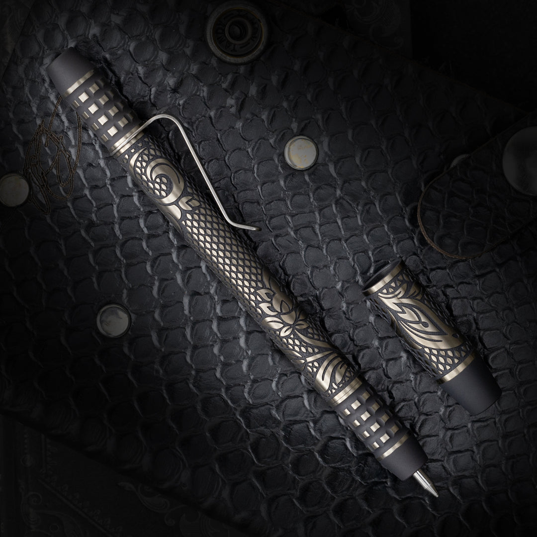 Titanium TechLiner Grid Pen --  Checkered Paisley LE (FallOut TRD / Bronze Ano)