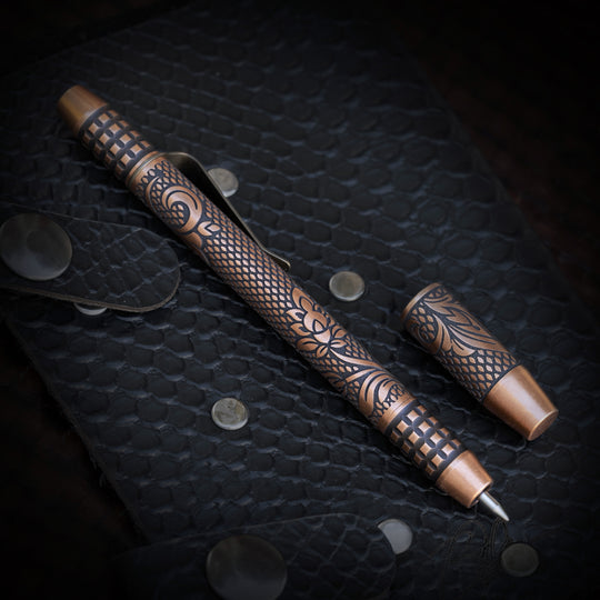 Copper TechLiner Grid Pen -- Checkered Paisley (Acid Washed)