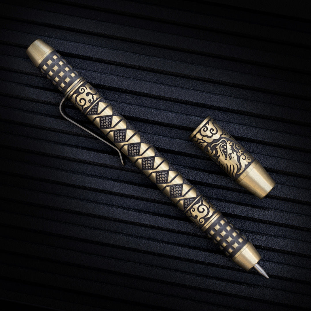 Brass TechLiner Grid Pen -- Hanzō LE (Acid Washed / Burnished)