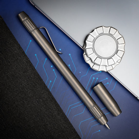 Titanium TechLiner Fluted Pen -- (Blasted and Tumbled)