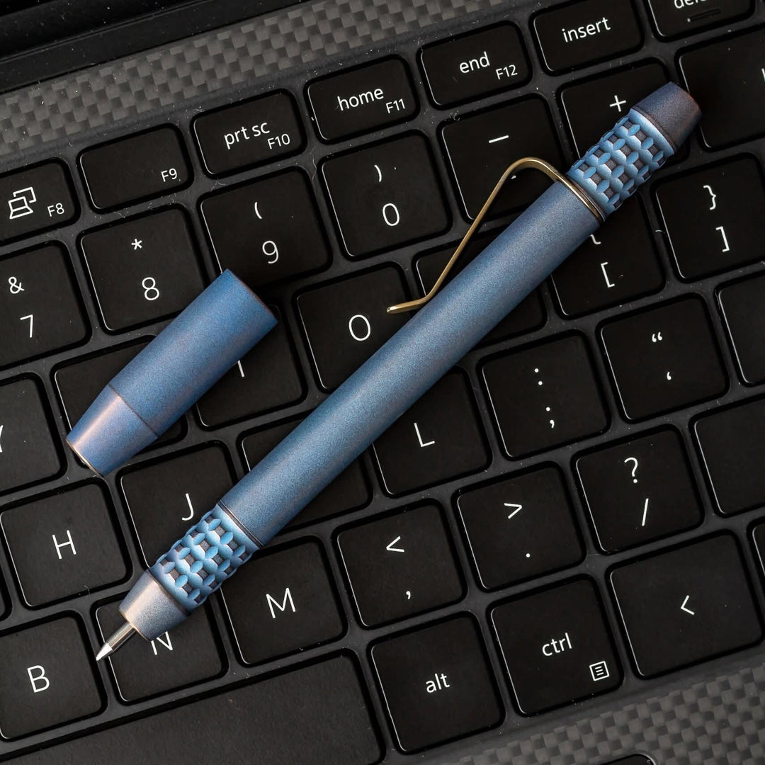 Titanium TechLiner Grid Pen -- Anodized (Blue / Bronze)