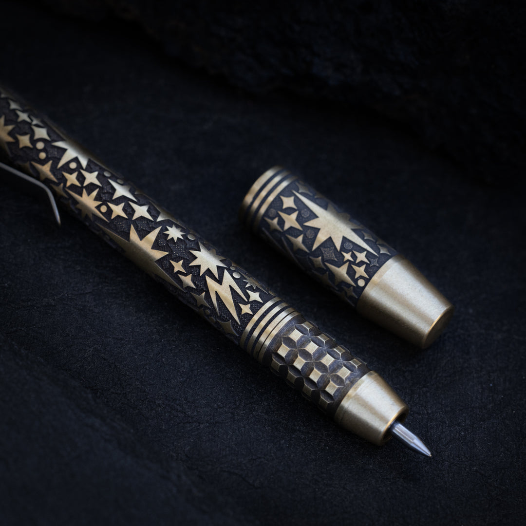 Brass TechLiner Grid Pen -- Galaxy LE (Acid Washed / Burnished)