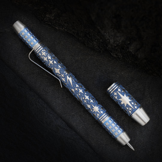 Titanium TechLiner Grid Pen -- Galaxy LE (Blue Ano / Tumbled)