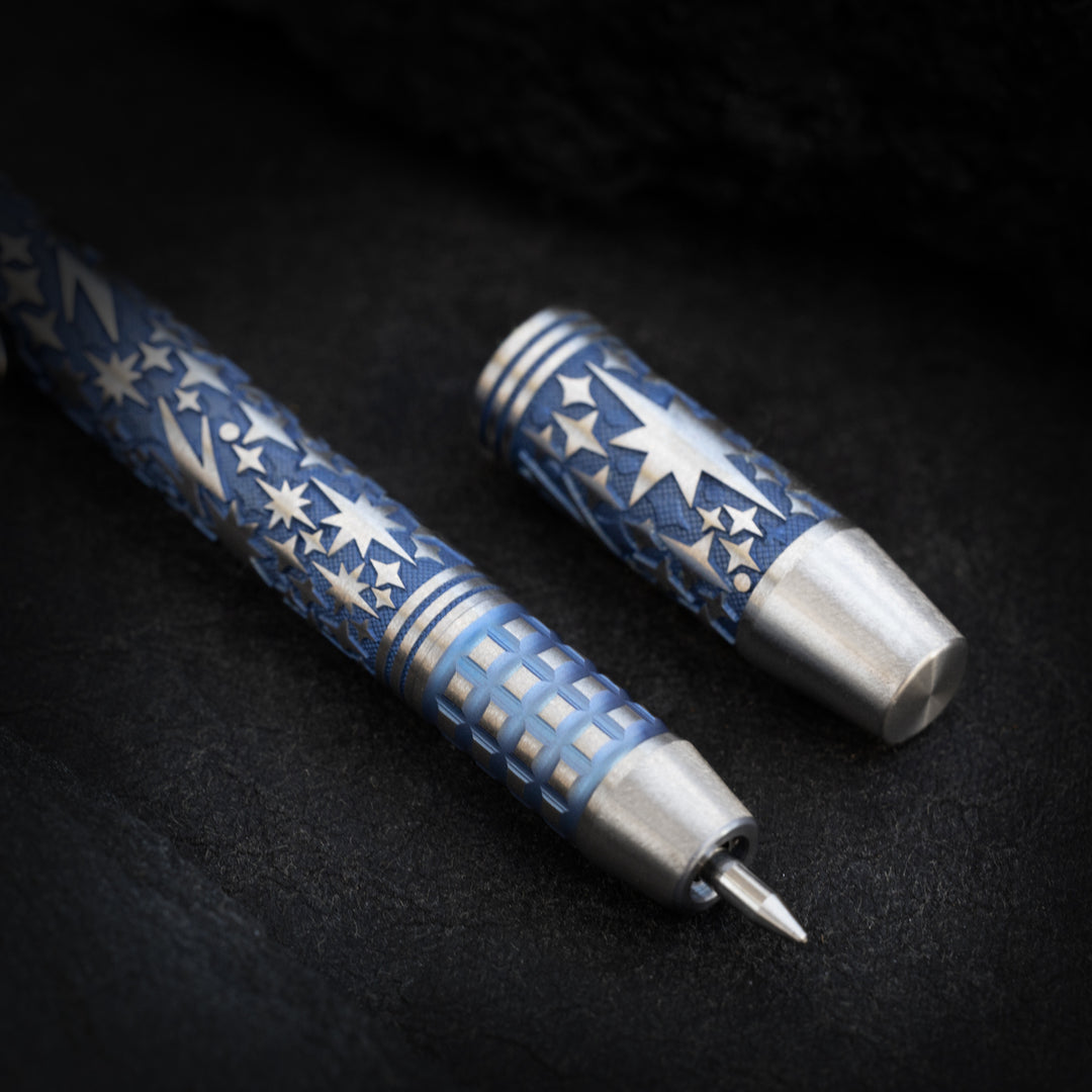 Titanium TechLiner Grid Pen -- Galaxy LE (Blue Ano / Tumbled)