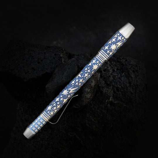 Titanium TechLiner Grid Pen -- Galaxy LE (Blue Ano / Tumbled)