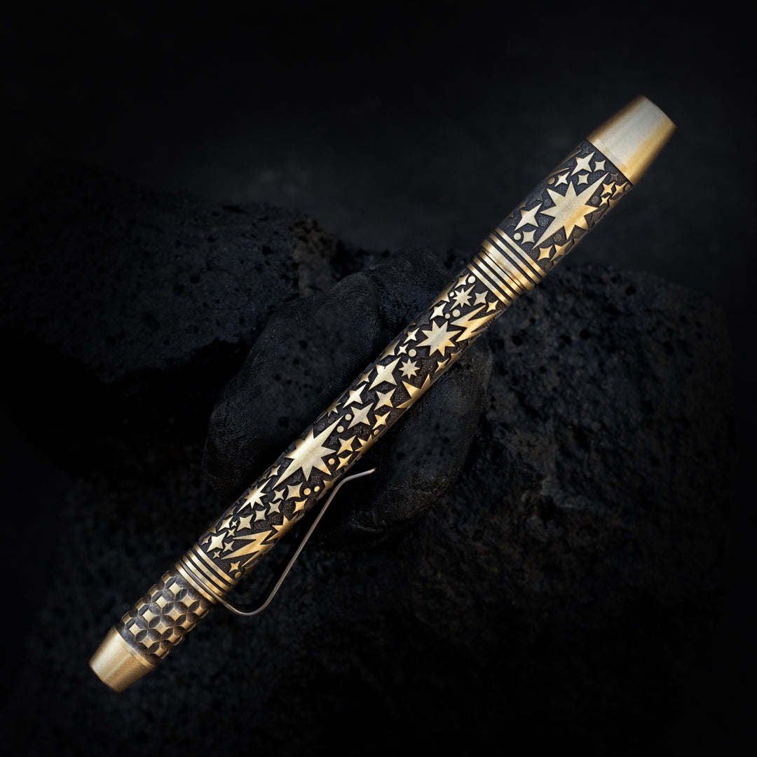 Brass TechLiner Grid Pen -- Galaxy LE (Acid Washed / Burnished)