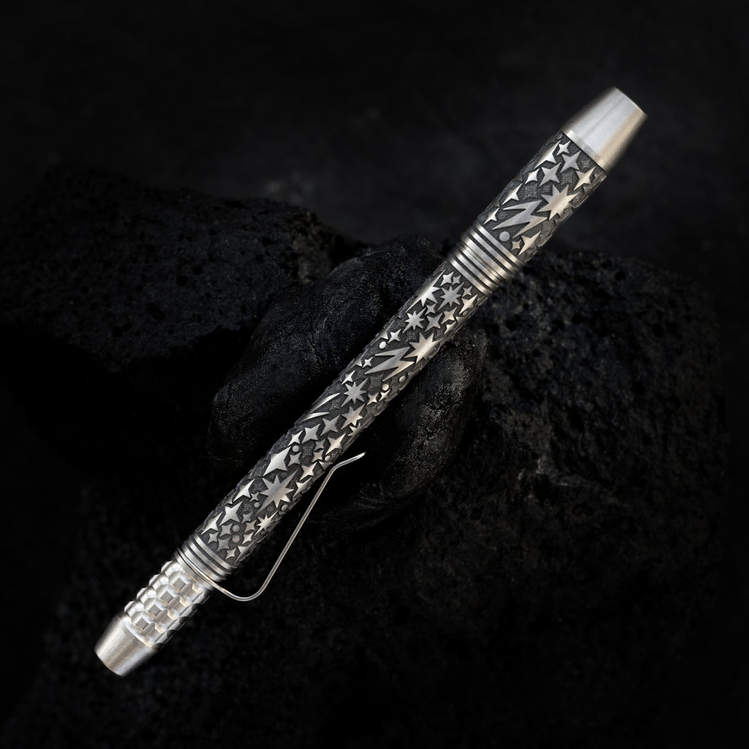 Titanium TechLiner Grid Pen -- Galaxy LE (Tumbled / Laser Black)