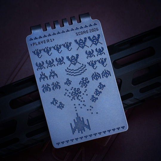 Minimalist Wallet LE Series -- Galaga (Blue Ano / Tumbled)