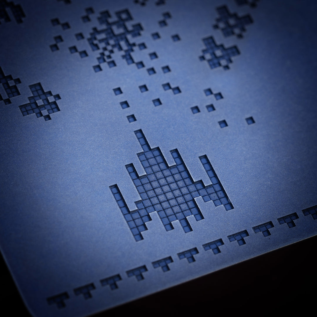 Minimalist Wallet LE Series -- Galaga (Blue Ano / Tumbled)