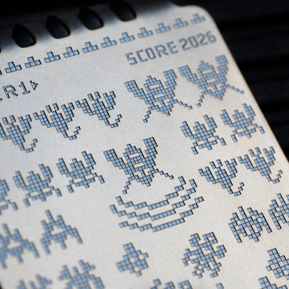 Minimalist Wallet LE Series -- Galaga (Blue / Bronze Ano)