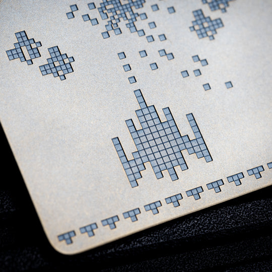 Minimalist Wallet LE Series -- Galaga (Blue / Bronze Ano)