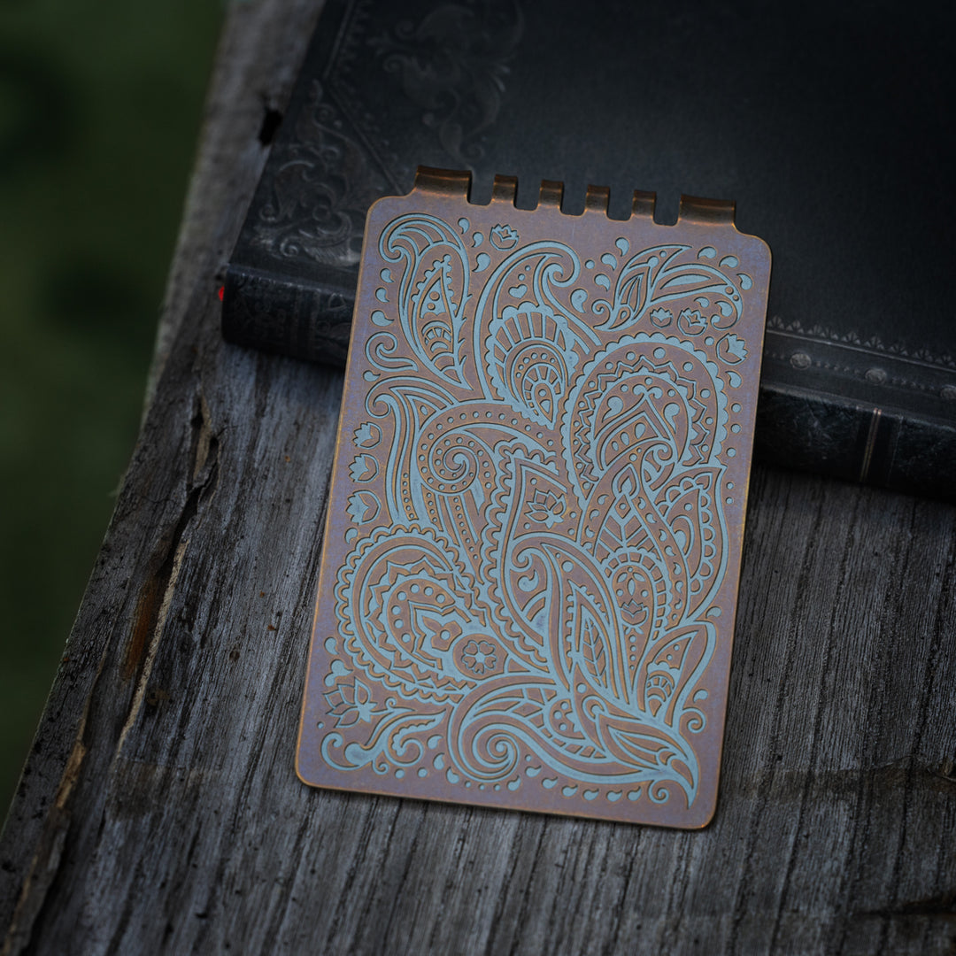 Minimalist Wallet LE Series -- Paisley (Mint Bronze Ano)