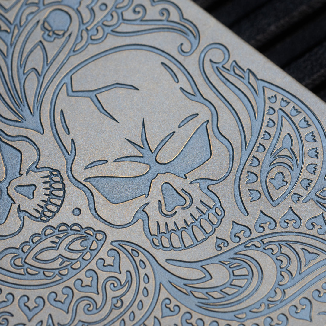 Minimalist Wallet LE Series -- Paisley Skull (Blue / Bronze Ano)