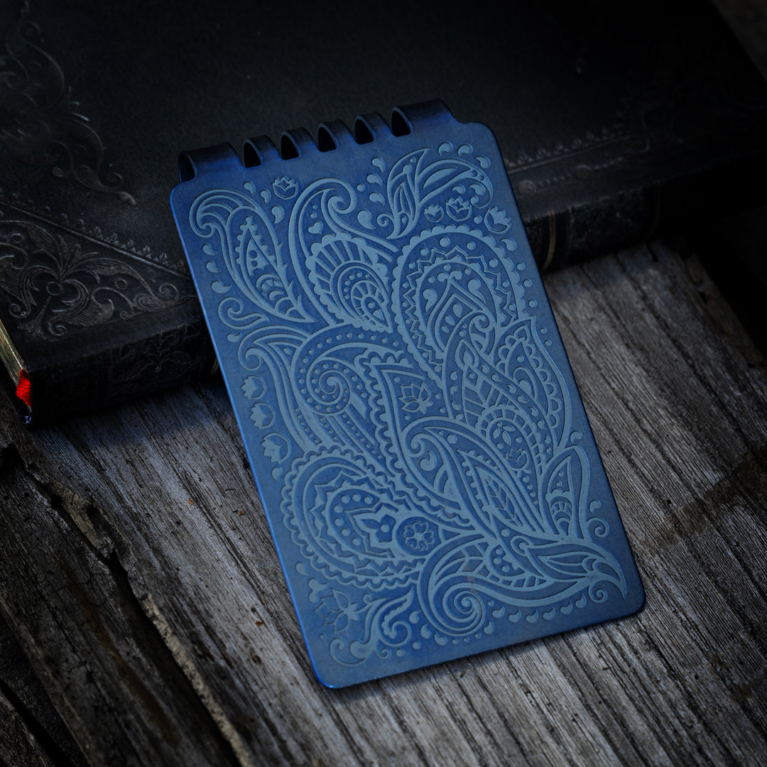 Minimalist Wallet LE Series -- Paisley (Artic Blue Ano)