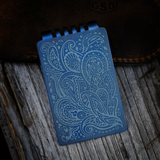 Minimalist Wallet LE Series -- Paisley (Artic Blue Ano)