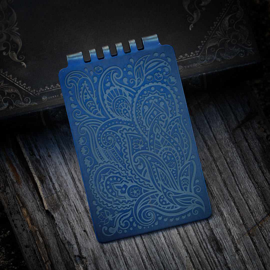 Minimalist Wallet LE Series -- Paisley (Artic Blue Ano)