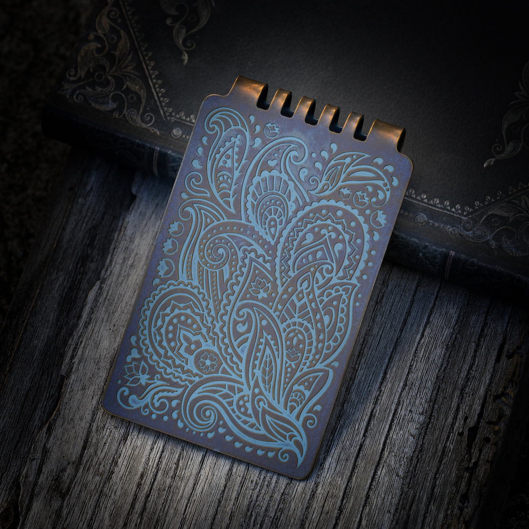 Minimalist Wallet LE Series -- Paisley (Mint Bronze Ano)