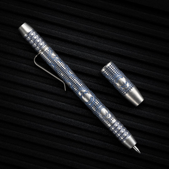Titanium TechLiner Grid Pen -- Ladetta (Blue / Hand Sanded)