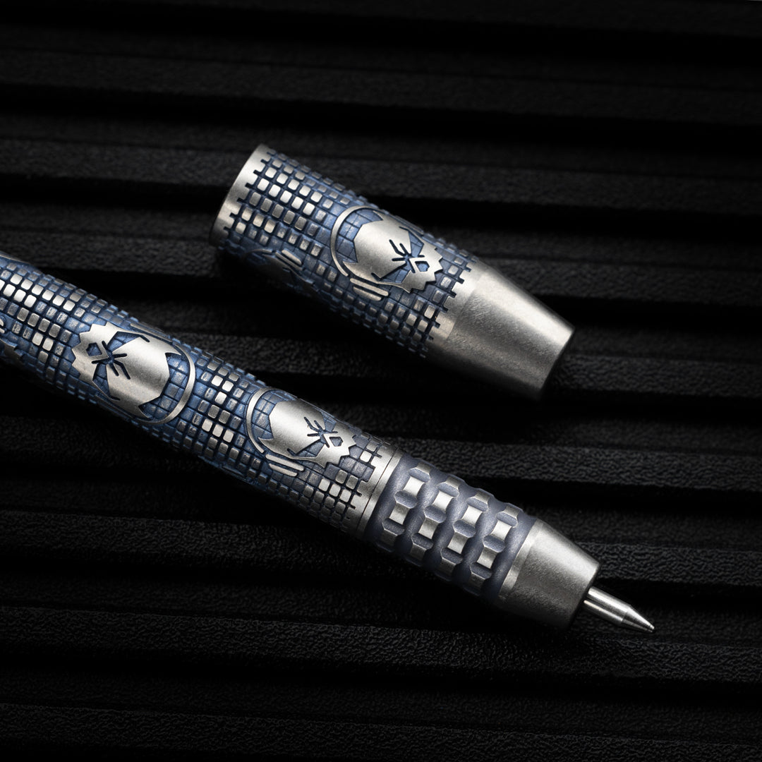 Titanium TechLiner Grid Pen -- Ladetta (Blue / Hand Sanded)