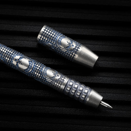 Titanium TechLiner Grid Pen -- Ladetta (Blue / Hand Sanded)