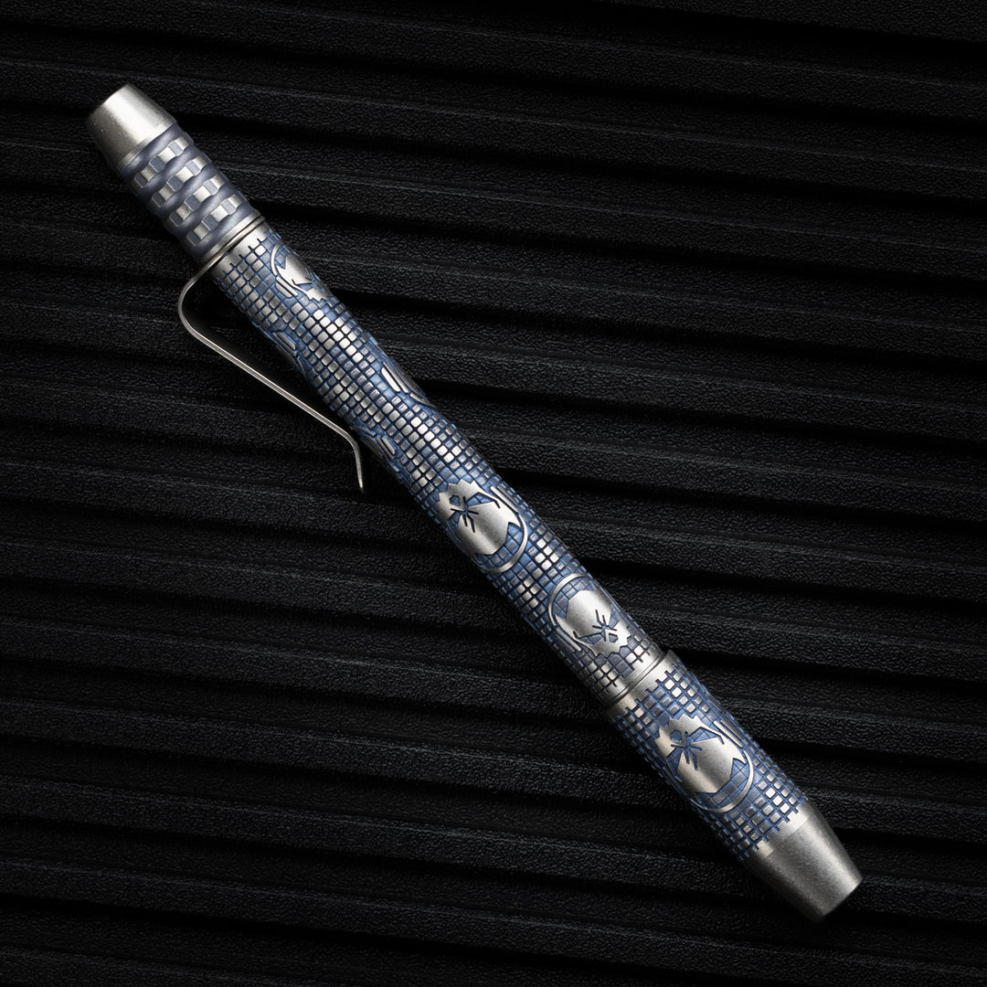 Titanium TechLiner Grid Pen -- Ladetta (Blue / Hand Sanded)