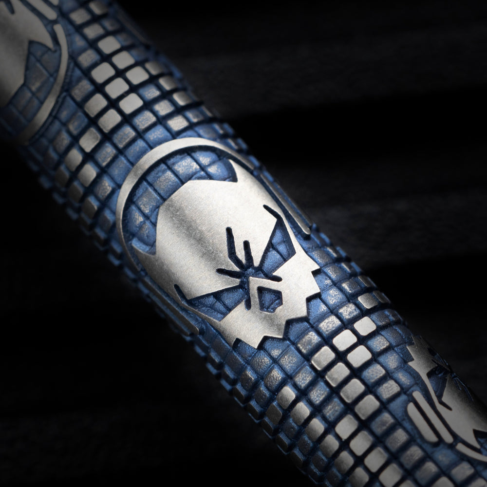 Titanium TechLiner Grid Pen -- Ladetta (Blue / Hand Sanded)