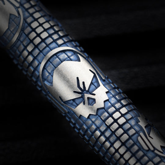 Titanium TechLiner Grid Pen -- Ladetta (Blue / Hand Sanded)