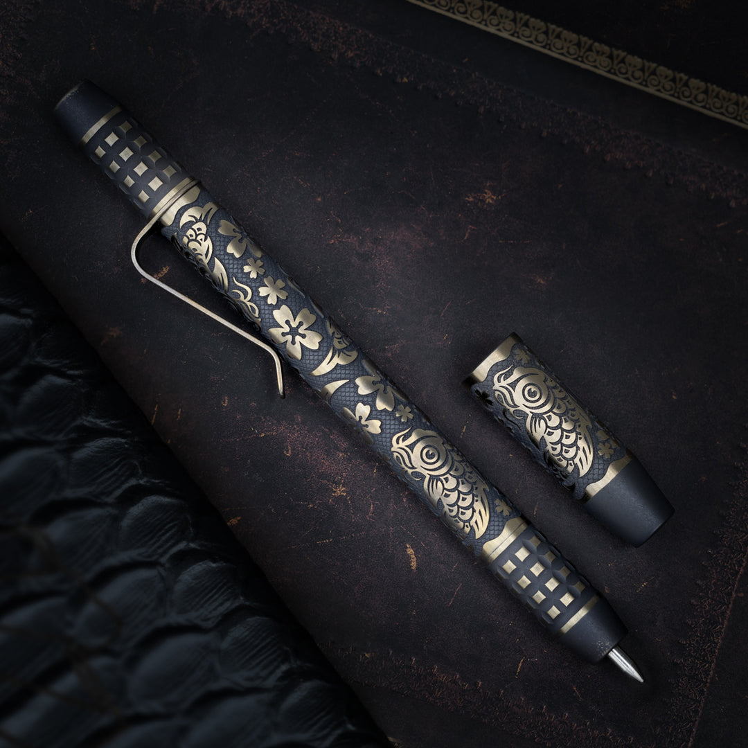 Titanium TechLiner Grid Pen --  Steel Flame Koi / Sakura (FallOut TRD / Bronze Ano)