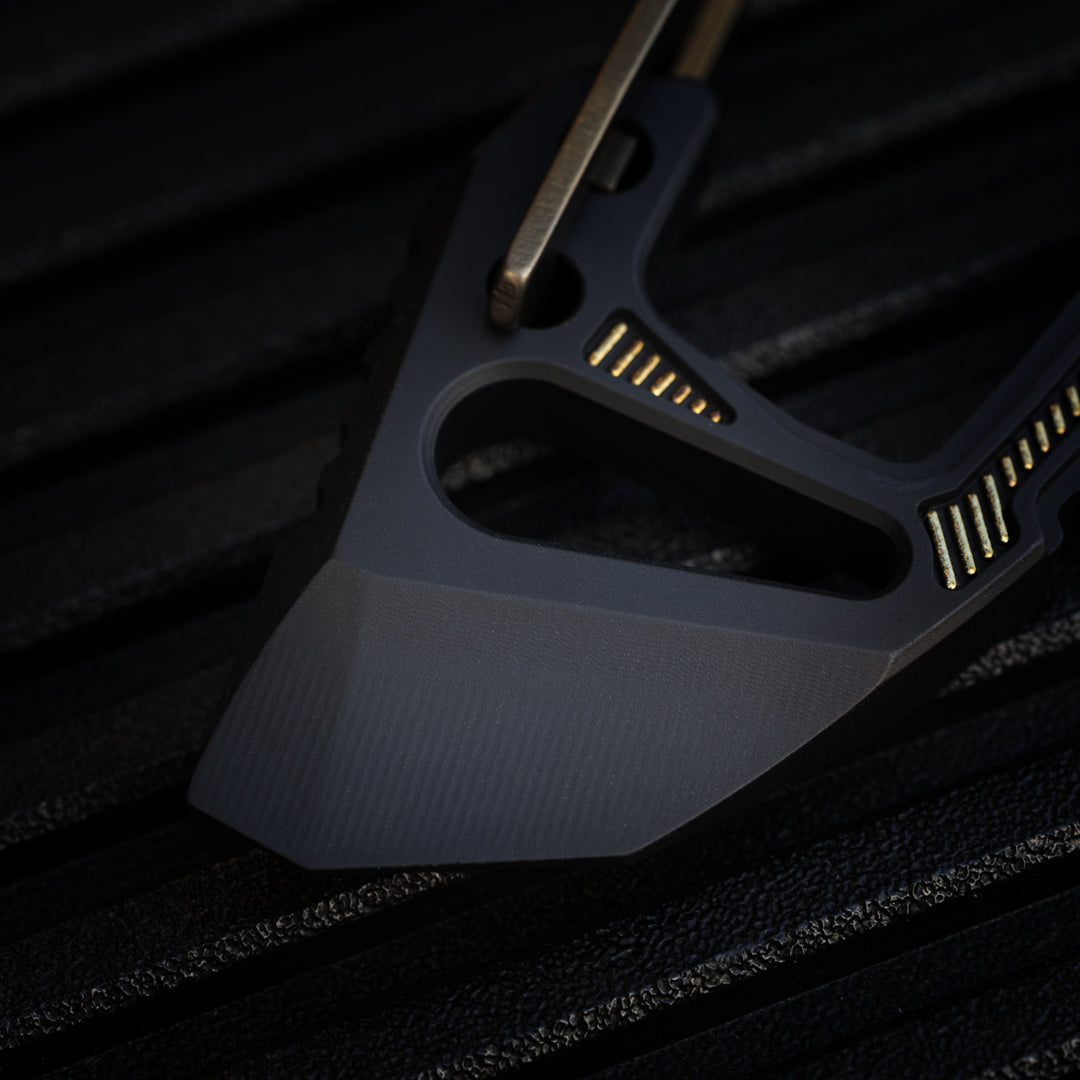 Titanium Bond-Vox HALO Carabiner -- Dark Deco v1 (Matte TRD / Laser Gold)