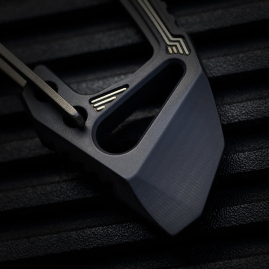 Titanium Bond-Vox HALO Carabiner -- Dark Deco v2 (Matte TRD / Laser Gold)