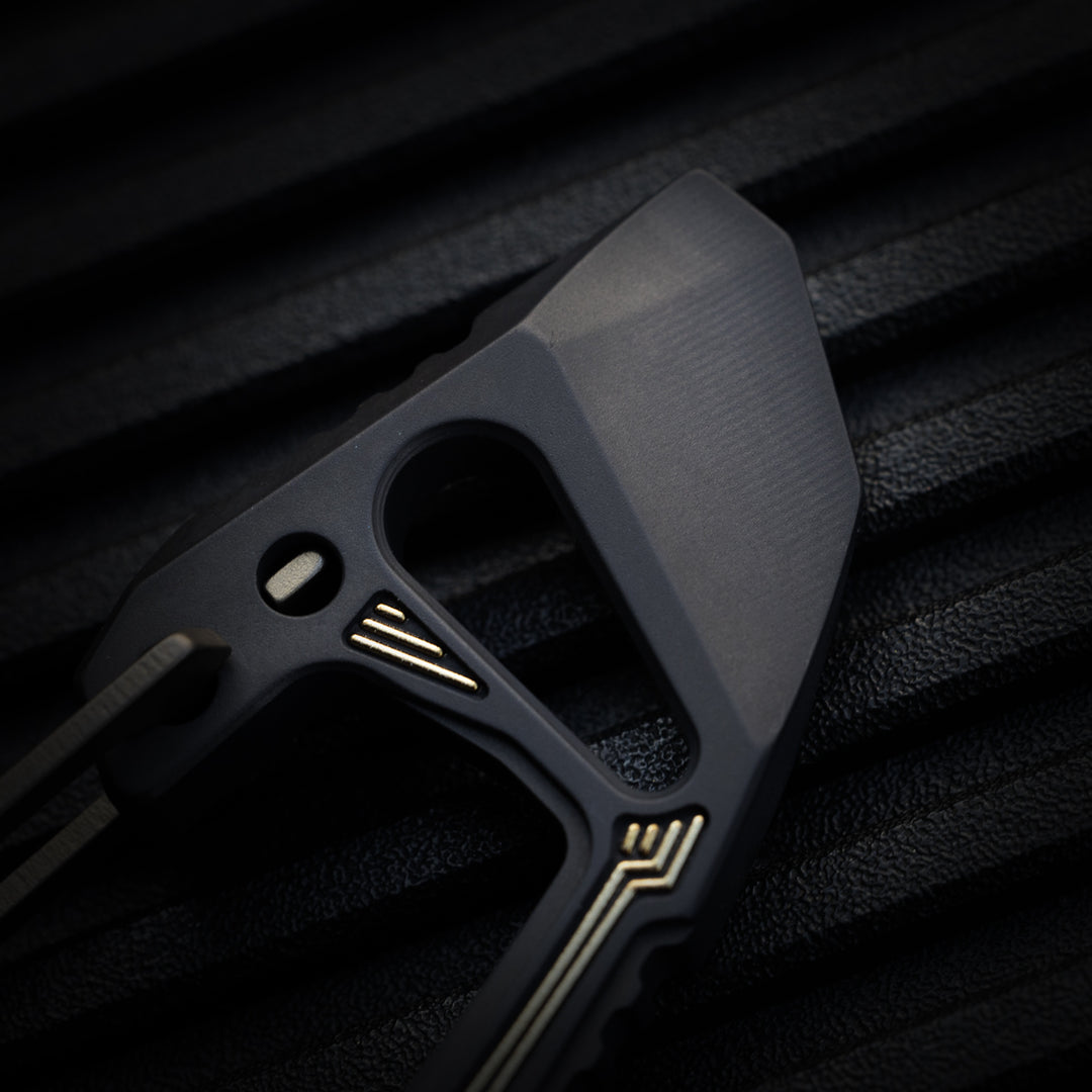 Titanium Bond-Vox HALO Carabiner -- Dark Deco v2 (Matte TRD / Laser Gold)
