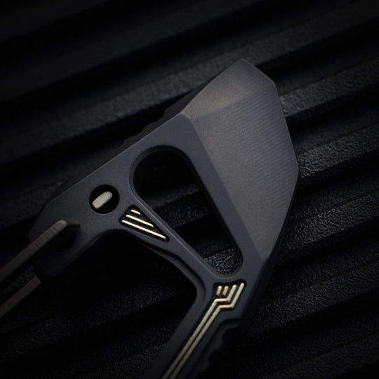 Titanium Bond-Vox HALO Carabiner -- Dark Deco v2 (Matte TRD / Laser Gold)