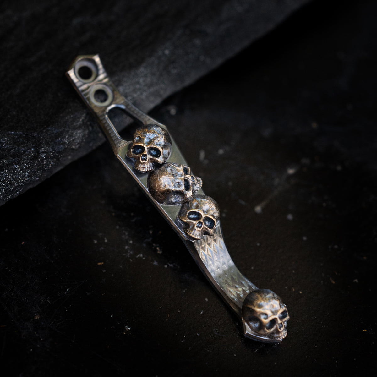 Steel Flame x Ti2 -- 2 Hole Mini Pile of Skulls – Ti2 Design