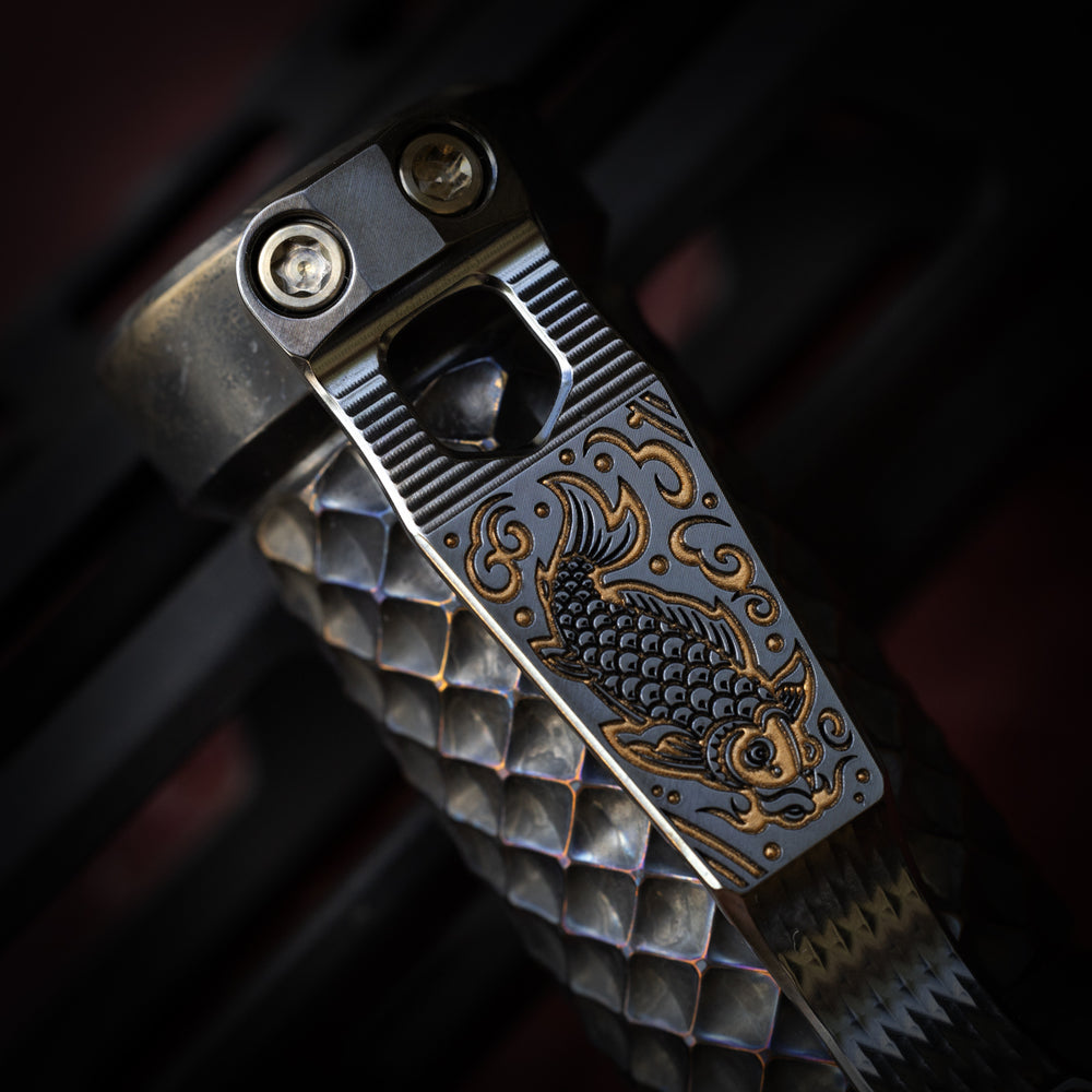 Steel Flame x Ti2 -- 2 Hole Koi Clip (Root Beer)
