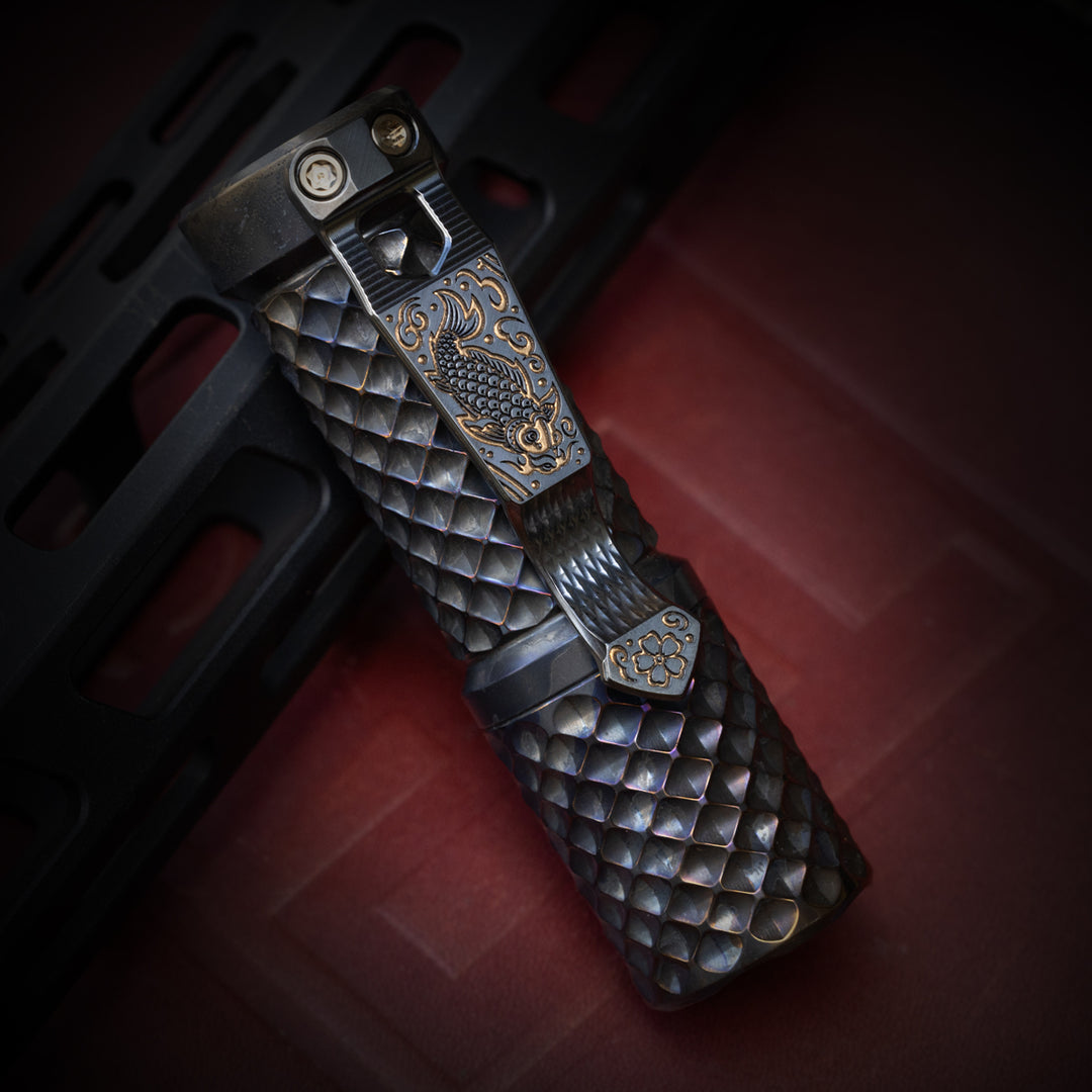 Steel Flame x Ti2 -- 2 Hole Koi Clip (Root Beer)