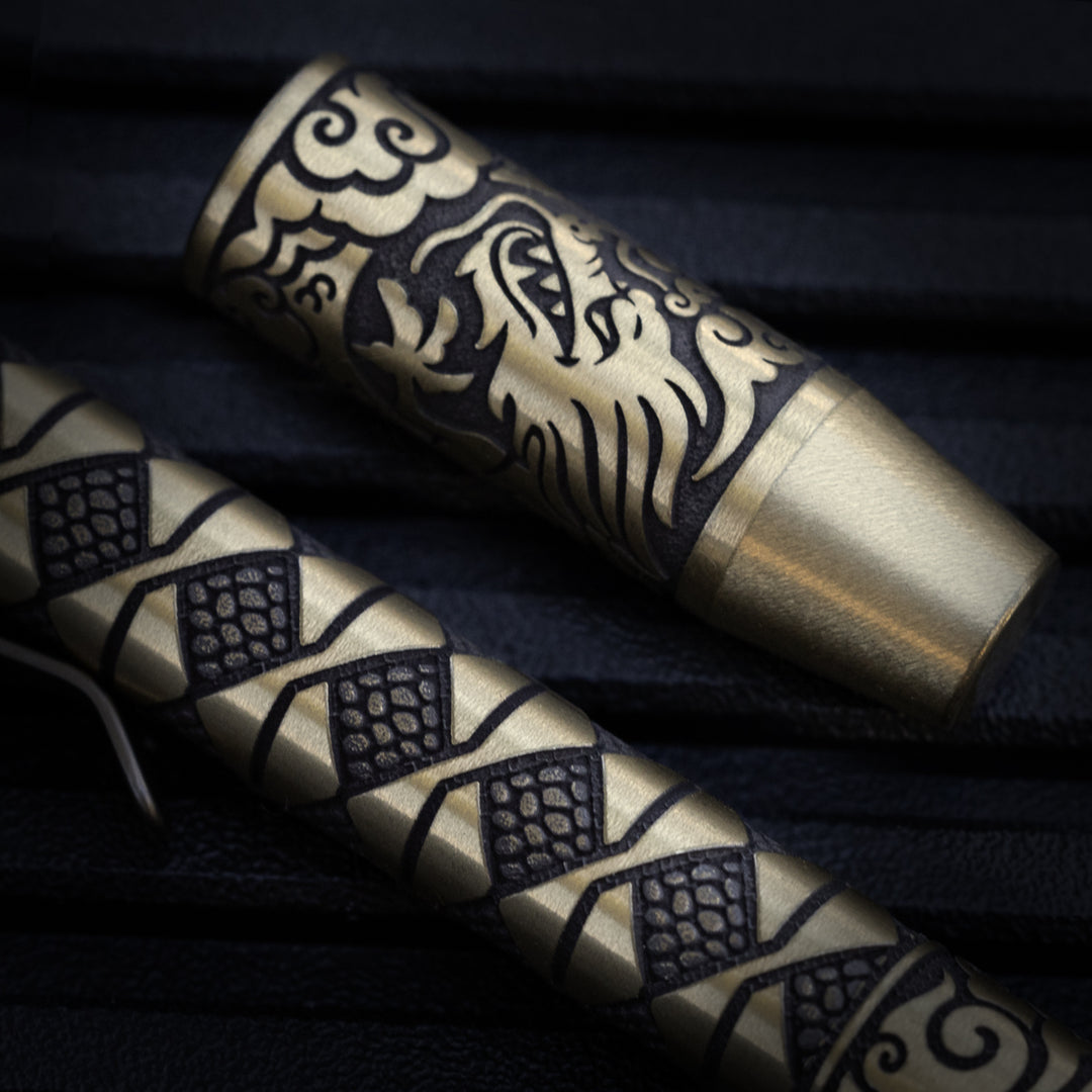 Brass TechLiner Grid Pen -- Hanzō LE (Acid Washed / Burnished)