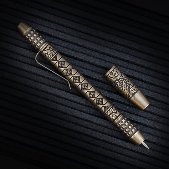 Brass TechLiner Grid Pen -- Hanzō LE (Acid Washed / Tumbled)