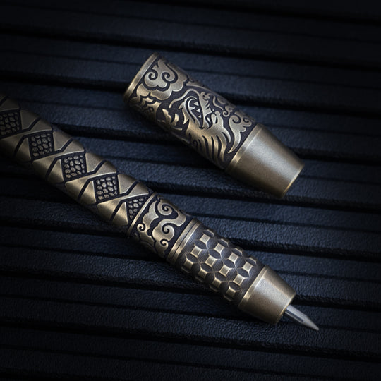 Brass TechLiner Grid Pen -- Hanzō LE (Acid Washed / Tumbled)